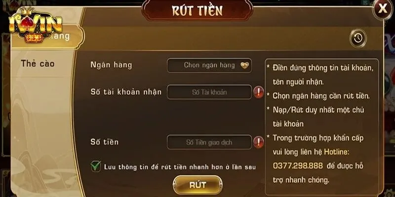 Quy trình hướng dẫn rút tiền IWIN thành công 100%